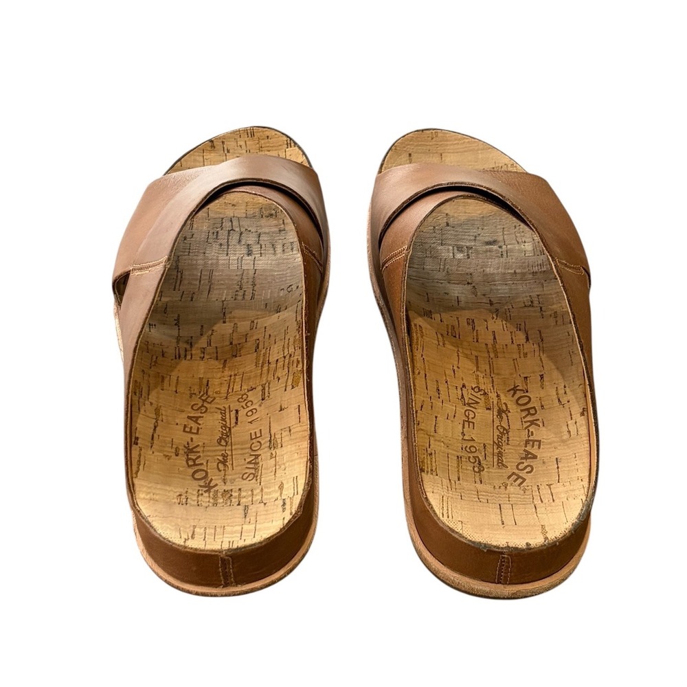 Kork-Ease Womens Brown Leather Crisscross Cork Footbed Slide Sandals Size 7 - Picture 5 of 9